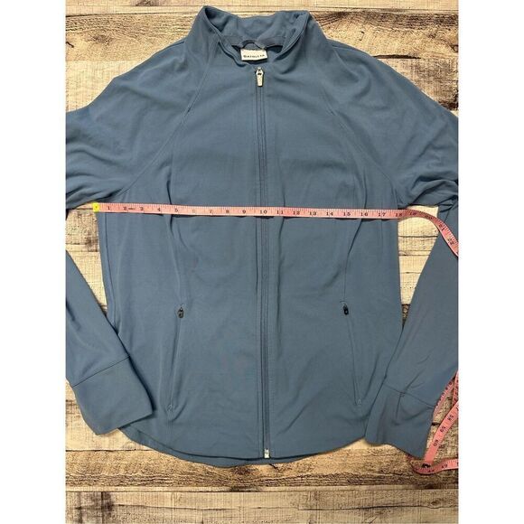Size L Athleta Salutation Cottage Blue Full Zip Lightweight Thumbhole Jacket - Picture 4 of 9